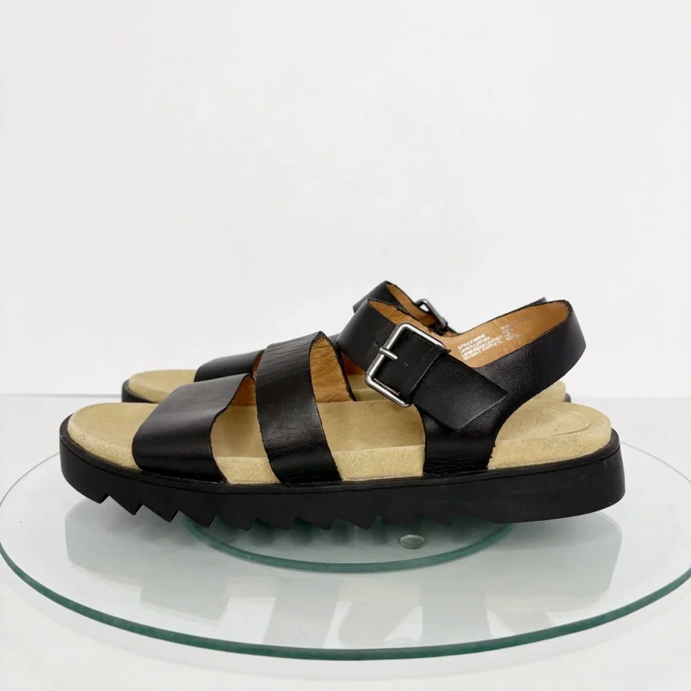 MADEWELL The Addie Leather Ankle Strap Sandals Lug Sole Black Size 9 - Picture 4 of 10